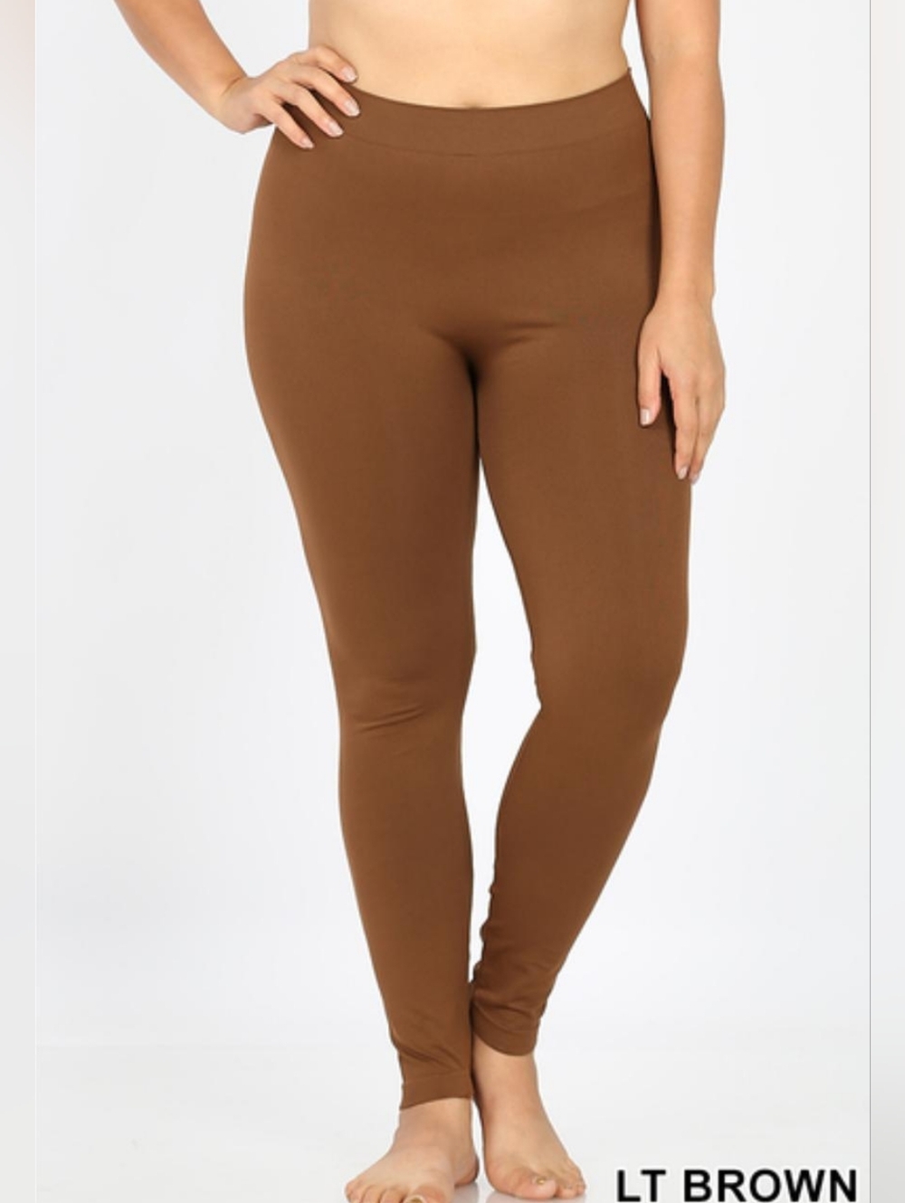 Lt.Brown Seamless Leggings | High Waist Stretch Non-See Through | Lounge Casual